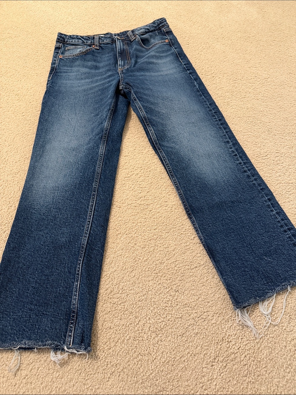 Zara TRF Cropped Flare Mid Rise Jeans - Picture 5 of 8